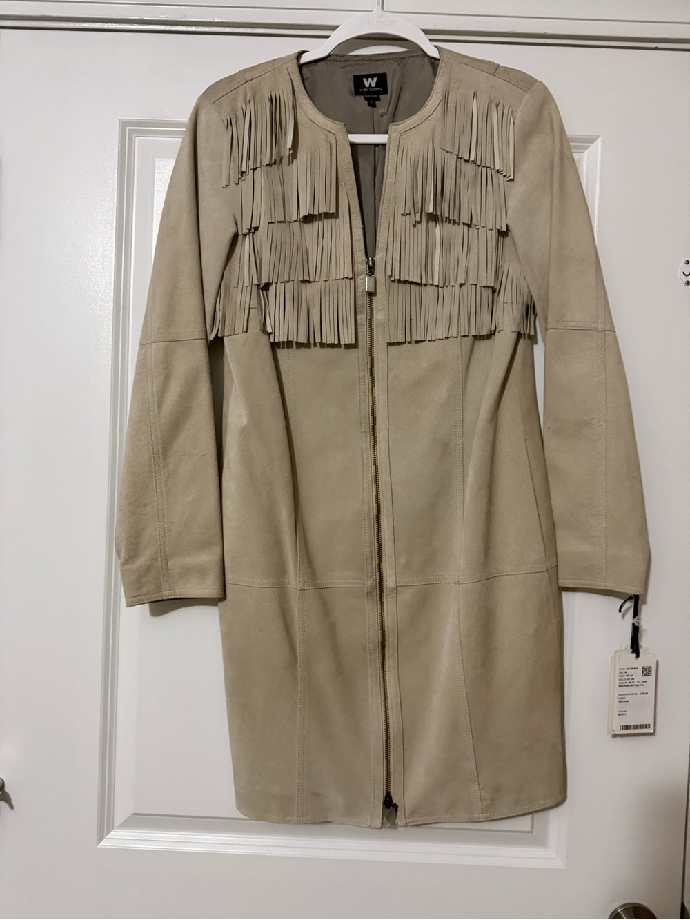 W by Worth Light Beige Suede Fringe Leather Jacket NWT
